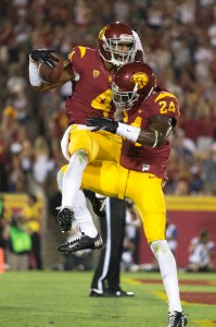 No problems here · The Trojans’ defense has been dominant in both matchups this season, recording six interceptions and 11 sacks. Torin Harris (4) is one of five players to notch interceptions for USC. - Ralf Cheung | Daily Trojan 