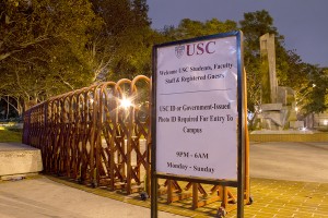 Barriers · Erected in January 2013, the fencing surrounding the university’s campus has been the subject of controversy.  Some students believe the gates symbolically represent barriers between USC and the community. - Austin Vogel | Daily Trojan 