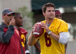Gunslinger · Redshirt junior quarterback Cody Kessler felt good about USC’s new fast-paced offense, saying that the team ran 125 plays in 45 minutes. Kessler will battle redshirt freshman Max Browne for the starting position. - Ralf Cheung | Daily Trojan