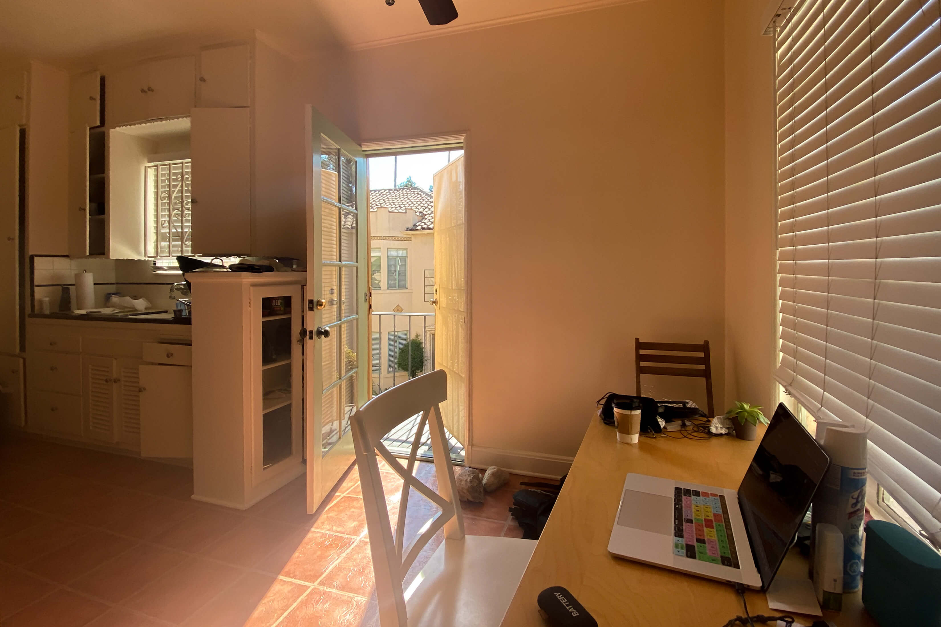 Living space with sunlight streaming in