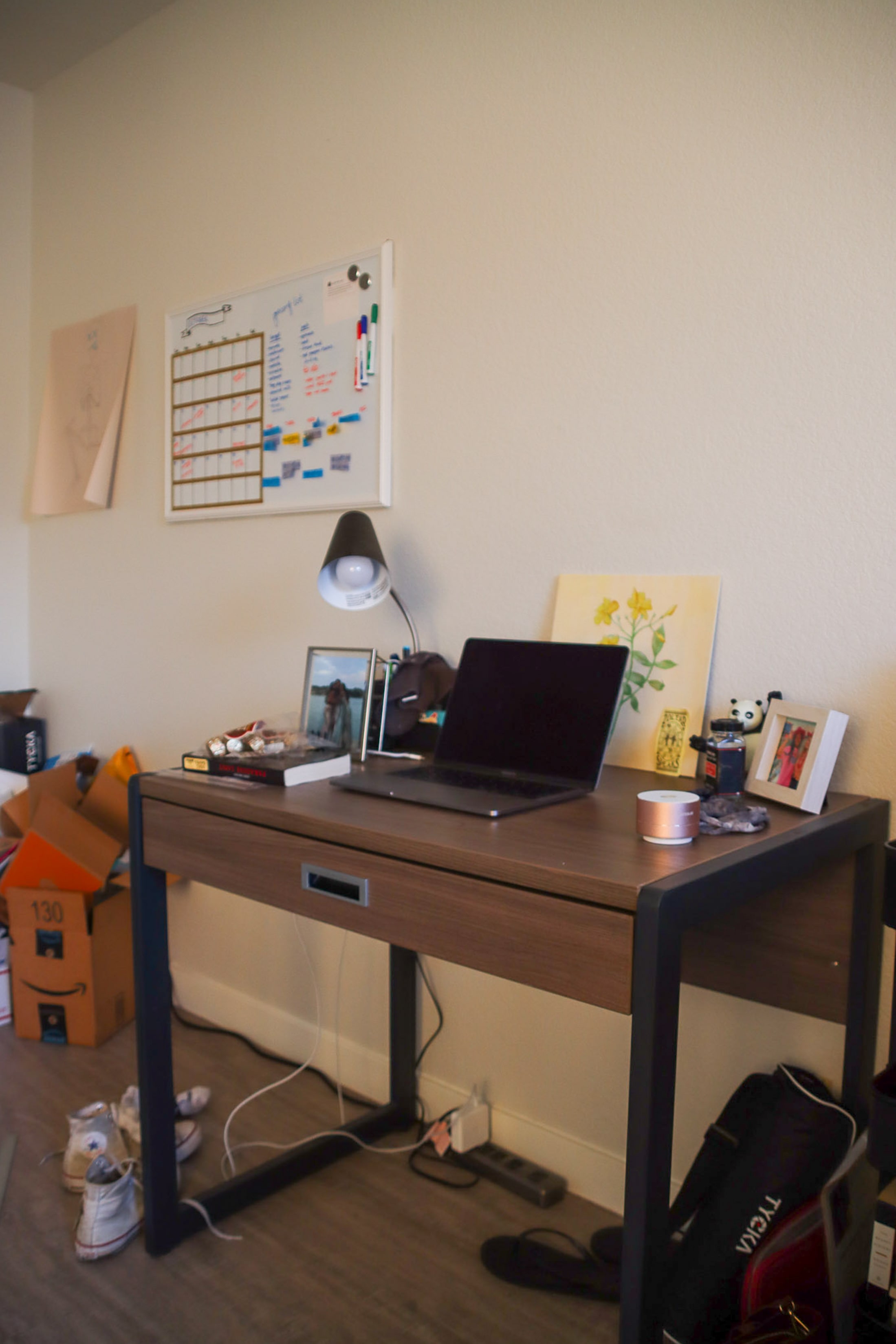 Laptop and other desk items on work desk