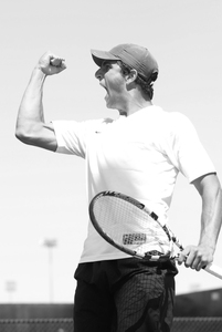 Triumphant · Robert Farah, the tournament MVP,  pumps his fist to celebrate USC’s title victory. -  Courtesy of USC Sports Information