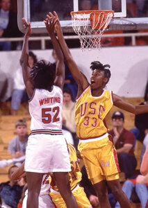 Basketball pioneer · Former USC star Lisa Leslie (33) played an integral role in starting the WNBA and was the first woman to dunk. - Photo courtesy of USC Sports Information