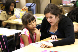 Reaching out · Caren Scannell, a junior majoring in psychology, tutors a student at Vermont Avenue Elementary as part of a program through the Joint Educational Project. More than 2,000 USC students participate in JEP, an outreach program, each year. - Mike Lee | Daily Trojan