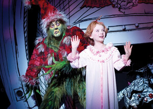 Whoville · Stéfan Karl (left) stars as the hideous and bitter title character in Dr. Seuss’ How the Grinch Stole Christmas! The Musical at the Pantages Theatre in Hollywood. The musical adaptation, which also features Kayley Stalling as Cindy Lou Who, runs now until Jan. 3. - Photo courtesy of Broadway LA