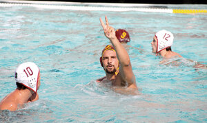 Senior salute · Two-meter Jordan Thompson and the rest of the USC seniors have never lost a game at McDonald’s Swim Stadium. - Katelynn Whitaker | Daily Trojan