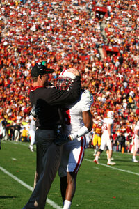 Running it up · Stanford coach Jim Harbaugh decided to go for two with the game out of reach. - Tim Tran | Daily Trojan