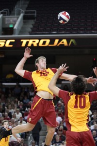 Feather in the cap · Sophomore middle blocker Robert Feathers has tallied a combined 19 kills in the season’s first two games. - Carlo Acenas | Daily Trojan