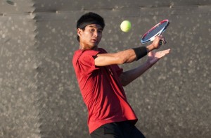 Back to the basics · After two straight losses, senior Ray Sarmiento and the USC men’s tennis team will play relaxed tennis in its exhibition. - William Ehart | Daily Trojan 