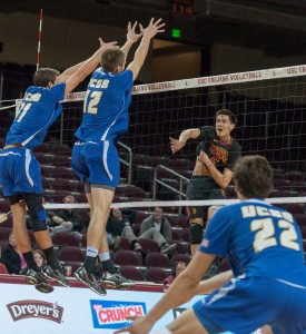 Not enough · Sophomore Micah Christenson (above) was unable to spur the Trojans to a victory against the UCSB Gauchos. USC won just one of four sets against its opponent on Thursday night. - Ralf Cheung | Daily Trojan 