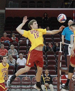Making strides · Sophomore Robert Feathers (above) and the Trojans notched their first victory since a 3-0 defeat over Stanford on Jan. 18. - Sarah Wu | Daily Trojan 