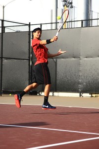 Easy victories · Junior Ray Sarmiento picked up wins in both singles play (6-3, 6-2) and doubles play (8-6) against the University of Texas. - Ralf Cheung | Daily Trojan 