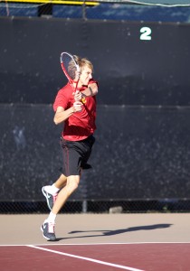 So close · Freshman Max de Vroome (above) teamed with sophomore Eric Johnson to take second in the Pacific Coast Doubles Tournament. - Ralf Cheung | Daily Trojan 