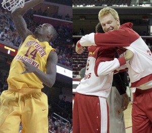 Shorthanded · Junior center Dewayne Dedmon (left) and senior center James Blasczyk will be absent from all team activity as the rest of the team prepares to begin play at the Pac-12 tournament in Las Vegas. - Ralf Cheung | Daily Trojan 