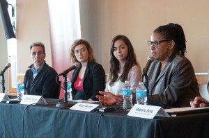 Crime stats · Panelists Emily Reisner, Jennifer Moore and Sarah Burton (right to left) discuss criminal justice reform Wednesday at The Forum.  - Priyanka Patel | Daily Trojan 