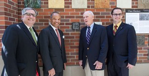 Heritage · Skull and Dagger President Jerry Papazian, Student Affairs Vice President Michael L. Jackson, former Planning Vice President Bingham Cherrie and project manager Shane Swerdlow (left to right) unveiled the markers.  - Ralf Cheung | Daily Trojan 