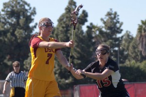 Leading the attack · Freshman Amanda Johansen (above) scored a game-high four goals in USC’s 12-11 victory over the SDSU Aztecs.  - Ralf Cheung | Daily Trojan 