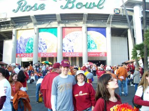 Full recovery · One year after missing the Trojans play for a national championship because of illness, Kim Kaufman and her son Joey were in attendance at the 2006 Rose Bowl to watch USC play the Texas Longhorns. — Courtesy of Joey Kaufman