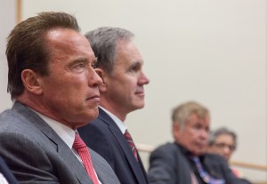 Focus · Arnold Schwarzenegger urged the importance of recognizing climate change on Monday at the Price School of Public Policy. - Ralf Cheung | Daily Trojan 