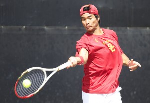 For country · USC junior Ray Sarmiento of the men’s tennis team will lead a coalition of members from both the men’s and women’s tennis teams as they compete for America at the World University Games. - Ralf Cheung | Daily Trojan 