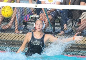 Brick wall · Headlining the list of three USC players selected to the NCAA All-Tournament First Team, junior goalie Flora Bolonyai notched a career-high 17 saves in the title match on her way to earning MVP honors. - Courtesy of USC Sports Information 