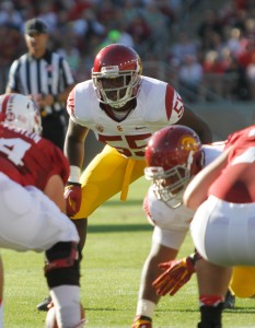 Great expectations · Junior linebacker Lamar Dawson (55) will be expected to play a key role in USC’s new 5-2 defensive system.  - Daily Trojan file photo 
