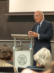 Igniting fire · USC alumnus and naval veteran  Paul  Ignatius discusses the notion of leadership to students Tuesday at Waite Phillips Hall. - William Ehart | Daily Trojan 