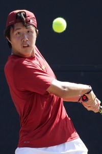 Stellar · Junior Jonny Wang (above) and sophomore Max de Vroome won their first-round doubles match at the ITA All-American Championships. - Ralf Cheung | Daily Trojan 