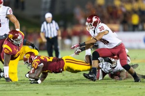 Not enough · USC redshirt sophomore tailback Tre Maddden (23) was the Trojans’ sole form of offensive production in the team’s 10-7 loss to Washington State. Madden finished with 151 rushing yards on 32 carries. - Ralf Cheung | Daily Trojan 
