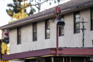 Big brother · A camera watches over Gate 5 on Jefferson Boulevard and McClintock Avenue. DPS has installed 14 new license plate recognition cameras on campus and in the surrounding area since January. - Nick Entin | Daily Trojan 