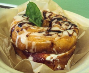 Donut BFFs · The Jets to Basil donut is an interesting amalgamation of Italian flavors, as a donut is stuffed with strawberry jam and goat cheese and then finished with a sugar glaze and balsamic reduction. - Alegra Hueso | Daily Trojan 