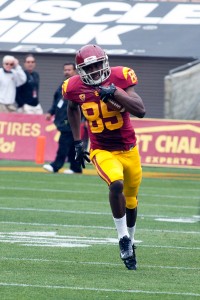 New faces · Redshirt sophomore receiver Victor Blackwell has been getting starter reps despite having only three career receptions. - Ralf Cheung | Daily Trojan 