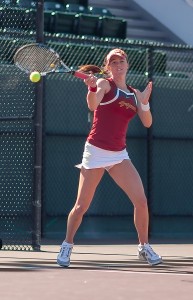 Dominant duo · Senior Kaitlyn Christian is one-half of USC’s most dominant duo, along with junior Sabrina Santamaria. The pair won the national title last year and currently rank as the No. 1 doubles team in the nation. - Ralf Cheung | Daily Trojan 