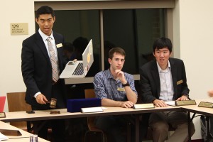 Deliberation · The Undergraduate Student Government’s Vice President Ryan Park prepares to listen to presentations by the Diversity Affairs Committee and the Philanthropy Fund on Tuesday. - Jessica Zhou | Daily Trojan 