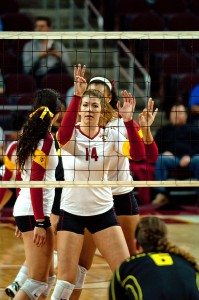 Efficient · Junior middle blocker Hannah Schraer has converted 114 of her 253 attempts for kills for a .344 hitting percentage this season. - Joseph Chen | Daily Trojan 