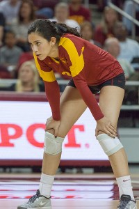 Lead the way · Sophomore outside hitter Samantha Bricio leads the Women of Troy with 266 kills and 61 service aces this season. - Ralf Cheung | Daily Trojan 