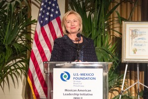 Leadership · Former Secretary of State Hillary Clinton accepts an award from the Mexican American Leadership Initiative on Saturday. - Yasmeen Serhan | Daily Trojan 