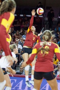 Top-notch · Sophomore outside hitter Samantha Bricio set USC’s single-season record for service aces (61) against California on Friday. - Ralf Cheung | Daily Trojan 