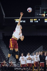 Set-up · Junior setter Micah Christenson has led the Trojans with 12.57 assists per set in their first two games against UCSD and Loyola-Chicago. - William Ehart | Daily Trojan 