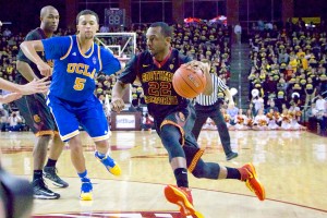 Worthy effort · Junior guard Byron Wesley led all scorers on Saturday night with 27 points, but could not push his team past UCLA. Wesley excited the home crowd by making four consecutive three-pointers in the  first half. - JoJo Korsh | Daily Trojan 