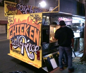 It’s all halal · The Chicken and Rice truck is bringing one of New York’s famous food truck concepts to the Los Angeles scene. The truck, which parks at Hollywood Boulevard and Highland Avenue from 7:30 p.m. to midnight Tuesday through Sunday and after midnight off Las Palmas Avenue. - Razan Al Marzouqi | Daily Trojan 