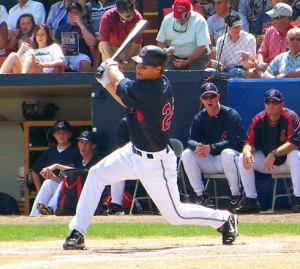 Grady Sizemore bats for the Cleveland Indians. Sizemore now plays for the Boston Red Sox. – Photo courtesy of Wikimedia Commons