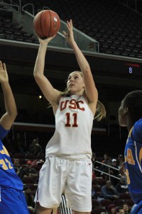 Ringleader · Senior forward Cassie Harberts scored 10 straight points in USC’s upset of top-seeded Stanford in the Pac-12 Tournament semis. - Corey Marquetti | Daily Trojan