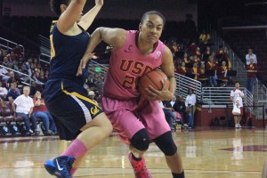 The “X” factor · Junior guard Alexyz Vaioletama’s 18-point effort carried USC to a 54-45 win over Arizona last month. Vaioletama, who only averages 8.5 points per game, will have to step up in this week’s Pac-12 Tournament. - Ricardo Galvez | Daily Trojan 