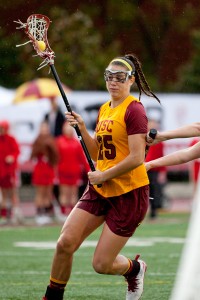 Sharp shooter · Sophomore attacker Caroline De Lyra scored four goals and notched two assists in USC’s win over the Aztecs yesterday.  The Brightwaters, N.Y. native has scored 11 goals on the season. - Ralf Cheung | Daily Trojan 