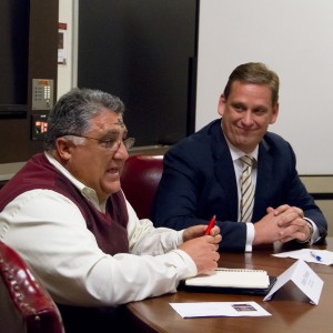 Dream team · Former Assemblyman Anthony Portantino (left) and former California State Senator Tony Strickland (right) discussed elections. - Austin Vogel | Daily Trojan 