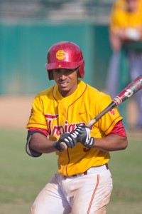 Steady hand · Junior infielder Dante Flores went 3-for-5 against Arizona State on Sunday, and will look to improve his .243 batting average today. - Ralf Cheung | Daily Trojan 