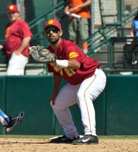 Go ahead · Senior catcher Jake Hernandez singled in the top of the ninth to put the Trojans ahead 5-4 over the Bruins on Saturday. USC would go on to win 7-4 and sweep UCLA for the first time since 2005. - Joseph Chen | Daily Trojan 