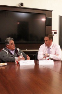 Green talks · Former state Assemblyman Anthony Portantino (left) and former state Senator Tony Strickland (right) spoke on environmental issues. - Jessica Zhao | Daily Trojan 