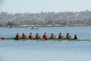 Row your boat · USC’s first varsity eight topped Washington, Washington State, San Diego, Wisconsin and UCLA with a time of 6:38.61, to take home the Jessop-Whittier Cup at the 41st annual San Diego Crew Classic. - Courtesy of Peter Gleadow 